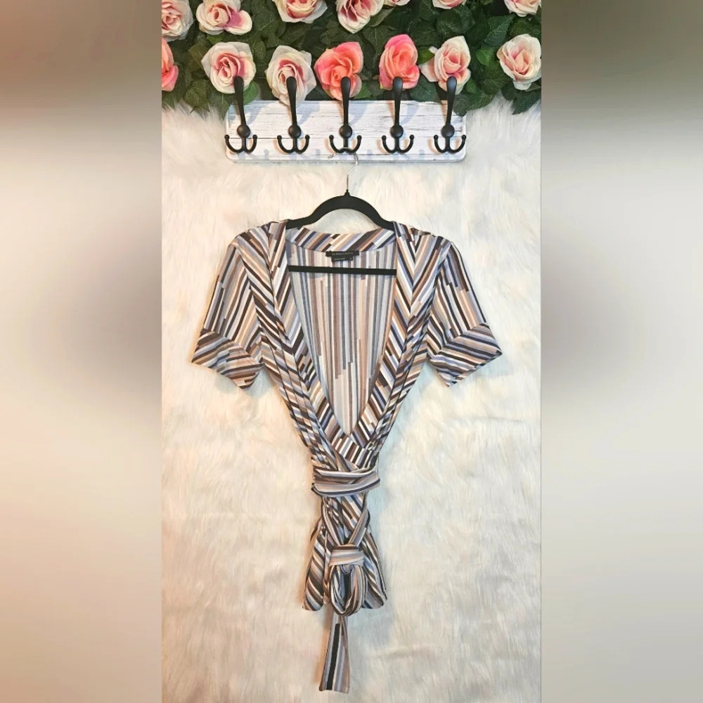 BCBG Max Azria Rare Blues Striped Wrap Mini Tunic/Dress (NWOT)